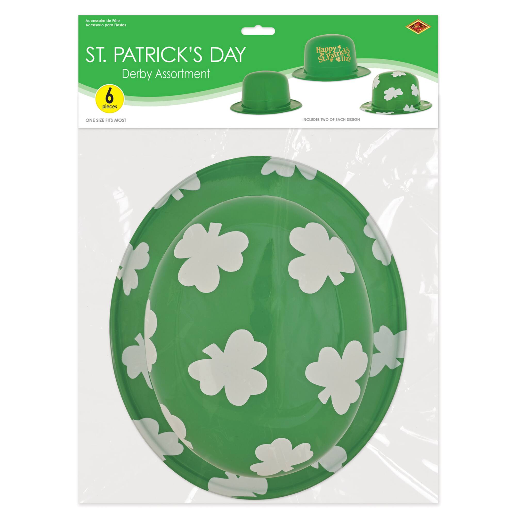 Beistle Green St Patrick's Plastic Derby Hats, 6ct.